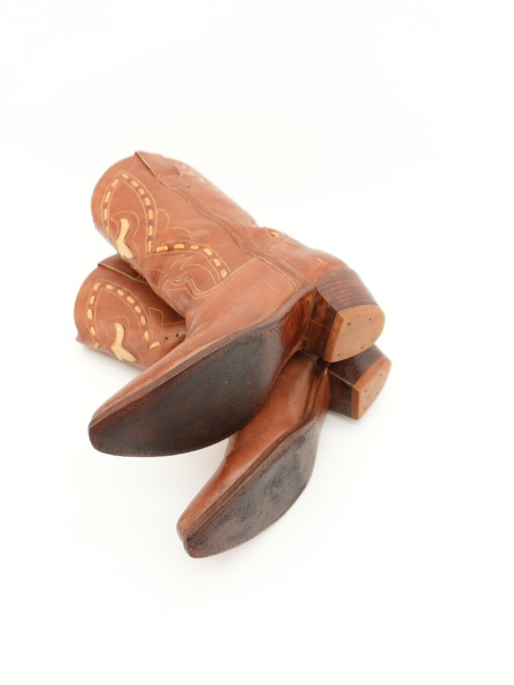 Vintage Leather Cowboy Boots Decorative Western Cowgirl Boots size 10 - Picture 11 of 15